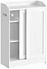 Armário de banheiro VASAGLE, unidade de armazenamento estreita para banheiro, suporte para papel higiênico e compartimento para escova, portas de correr, prateleiras ajustáveis, ao lado do vaso sanitário, 20 x 60 x 80 cm, branco nuvem BBC752W01