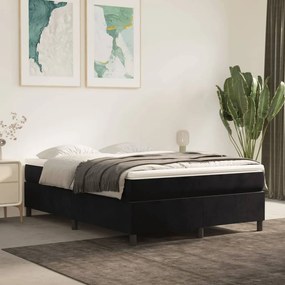 vidaXL Cama com molas/colchão 140x190 cm veludo preto