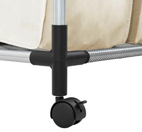 Separador de roupa suja com 3 sacos aço creme