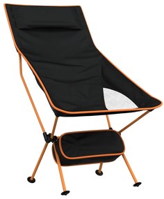Cadeiras campismo dobráveis 2 pcs tecido oxford/alumínio preto