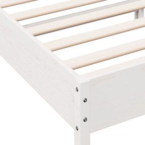 Cama sem colchão 90x200 cm madeira de pinho maciça branco
