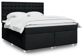 vidaXL Cama com molas/colchão 180x200 cm tecido preto
