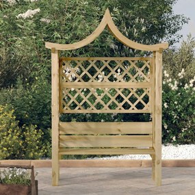vidaXL Pérgola de jardim com telhado e banco pinho impregnado