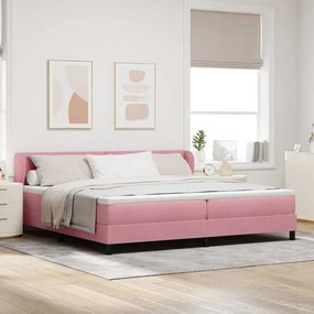 vidaXL Cama Box com colchão com cabeceira Rosa 200 x 200 cm Veludo