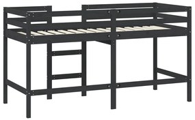 Cama alta p/ criança c/ escada 90x190 cm pinho maciço preto