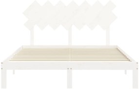 Cama sem colchão 140x200 cm madeira de pinho maciça branco