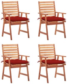 Cadeiras de jantar p/ jardim 4 pcs c/ almofadões acácia maciça