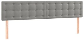 Cabeceira de cama c/luzes LED veludo 160x5x78/88 cm cinza-claro