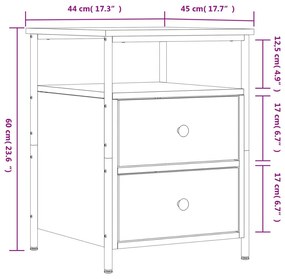 Mesa cabeceira 44x45x60 cm derivados madeira carvalho castanho