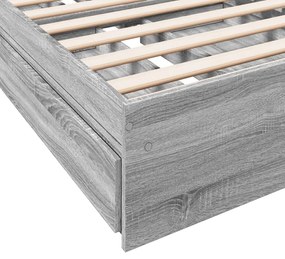 Estrutura de cama c/ gavetas derivados madeira cinza sonoma