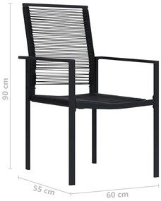 Cadeiras de jardim 2 pcs vime de PVC preto