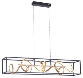 Candeeiro de suspensão design preto com dourado regulável incl. LED - Krisscross Cage Design