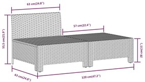 8 pcs conjunto lounge de jardim c/ almofadões vime PE cinzento