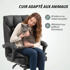 Cadeira de escritório ergonómica, cadeira de escritório reclinável com apoio para os pés, altura ajustável, giratória a 360°, preta