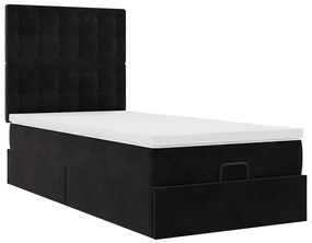 Estrutura de cama otomana vidaXL com colchões preto 100x200cm Veludo