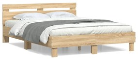 vidaXL Estrutura cama c/ cabeceira derivados madeira carvalho sonoma