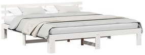 Estrutura de Cama Branca Branca Madeira Sólida 200 x 200 cm