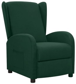 vidaXL Poltrona reclinável tecido verde-escuro