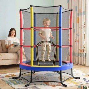 Trampolim infantil de 174 cm com rede de segurança e cobertura para os bordos Multicolorido