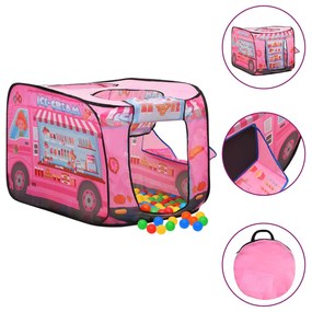 3107751 vidaXL Tenda de brincar infantil com 250 bolas 70x112x70 cm rosa