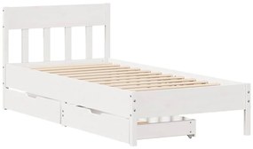 Cama sem colchão 100x200 cm madeira de pinho maciça branco