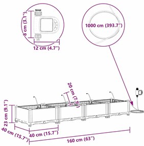 Jardineiras de Jardim 1 pc Branco 160 x 40 x 22 cm Plástico