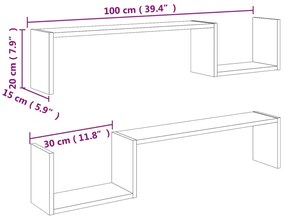 Estantes de parede 2 pcs 100x15x20 cm contrapl. carvalho sonoma