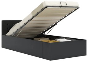 Cama hidráulica c/ arrumação 90x200cm couro artificial preto