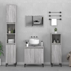 vidaXL 3 pcs Conjunto móveis casa de banho madeira proc. cinza sonoma