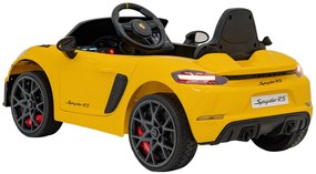 Carro elétrico para Crianças 12V Porsche Spyder RS 718 com Rodas Espuma EVA, assento couro ecológico Carga até 30 kg Pintado Amarelo