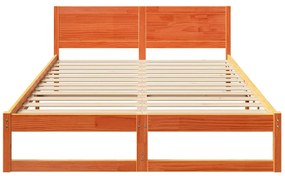 Estrutura de Cama Marrom Encerado Madeira 140 x 200 cm Simples