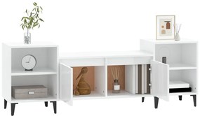 Móvel de TV 160x35x55 cm derivados de madeira branco brilhante