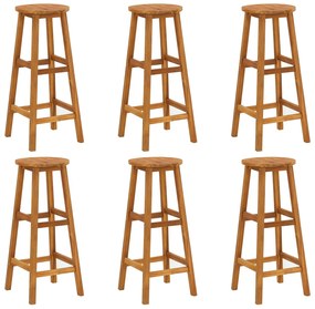 Bancos de bar 6 pcs madeira de acácia maciça