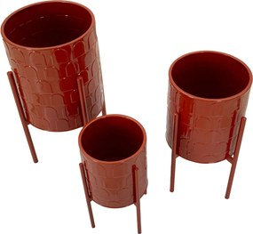 CONJUNTO DE 3 VASOS ARCHY VERMELHO Ø 36X56,5-30X48,5-24X37,5  (PLANTAS NÃO INCLUIDAS)
