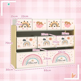 Organizador para Brinquedos para Crianças com 9 Cestas de Tecido não Tecido 93x30x70 cm Multicor