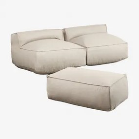 Dojans Sofá Modular De 2 Peças E Puff Para Jardim Beige Semoline - Sklum
