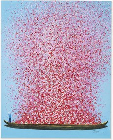 Impressão em tela com acabamento artesanal Flower