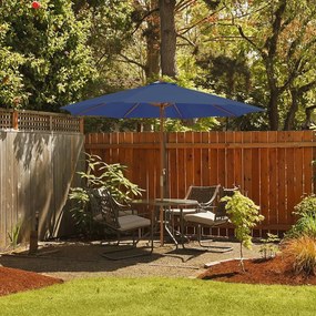 Guarda-sol 300 x 300 x 262 cm com 8 varas de bambu com elevação por roldana e orifício de ventilação para praia ou jardim Azul Marinho