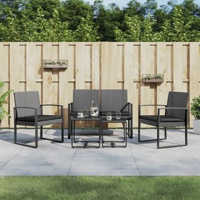 vidaXL 5 pcs conj. jantar p/ jardim c/ almofadões vime PP cinza-escuro