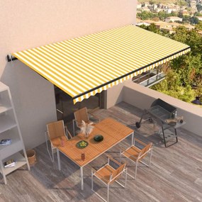 vidaXL Toldo retrátil automático 600x350 cm amarelo e branco