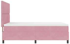 Cama Box com Colchão e LED Rosa 140x190 cm Veludo