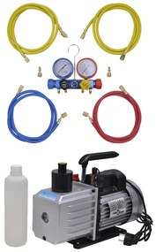 vidaXL Bomba vácuo 100 L/min c/ conj manómetros 4 vias kit ferramentas