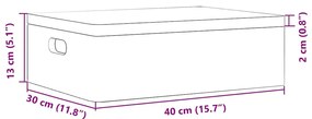 Caixa madeira tampa pegas preta 40x30x13cm pinho madeira maciça