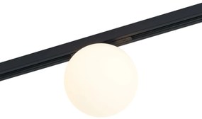 Candeeiro de teto moderno preto com vidro branco para sistema de calhas monofásico - Slimline Eira Moderno