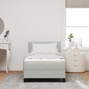 Cama Box Spring com Colchão Cinza Claro Solteiro Veludo