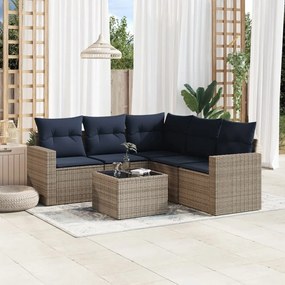 vidaXL 6 pcs conjunto sofás p/ jardim c/ almofadões vime PE cinzento