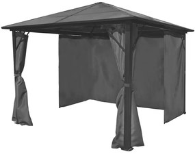 Gazebo com cortina 300x300 cm alumínio antracite