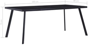 Mesa de jantar 160x80x75 cm vidro temperado preto