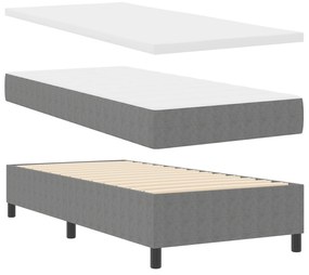 Cama Box Spring com Colchão Cinza Claro 90x200 cm Tecido de Veludo Cot