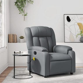 vidaXL Poltrona de massagens reclinável couro artificial cinzento